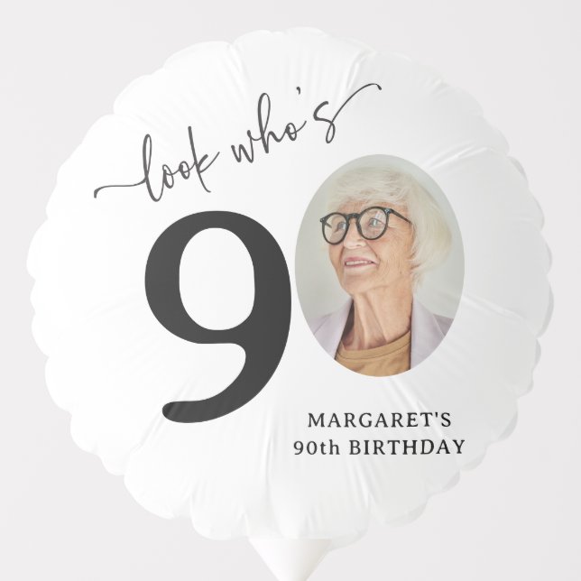 Funny 'Look Who's 90' Stylish 90th Birthday Balloon (Front)