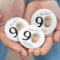 Funny 'Look Who's 90' Stylish 90th Birthday Button