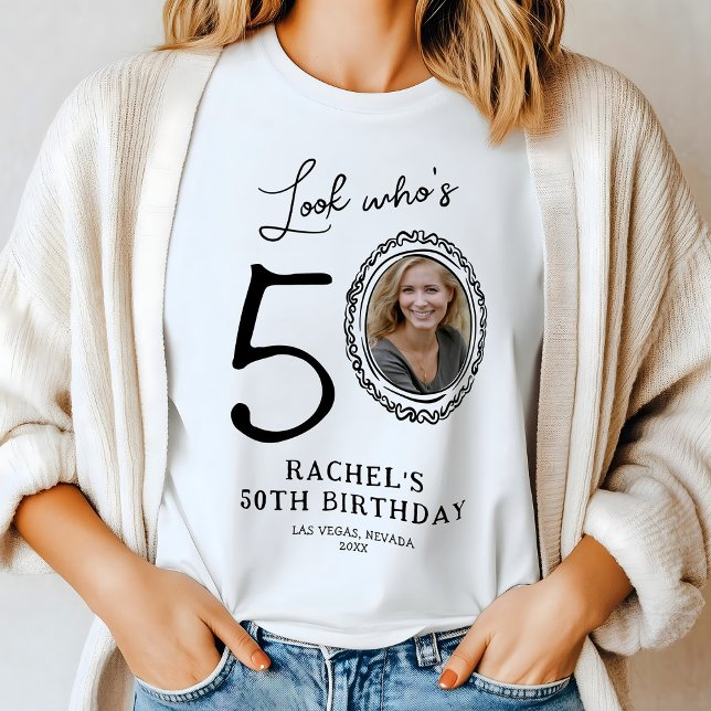 Funny Look Who's Fifty Photo 50th Birthday Tri-Blend Shirt (Creator Uploaded)