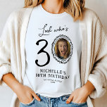 Funny Look Who's Thirty Photo 30th Birthday Tri-Blend Shirt<br><div class="desc">Humorous 30th birthday t-shirt features a fun saying 'Look who's 30' with a clever twist - a personalized photo in place of zero. Surrounded by a doodley picture frame, this t-shirt sets the tone for a lively celebration. Plus, it comes with a simple text template that is easy to personalize,...</div>