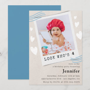 Funny Look who's turning 4th birthday invitations