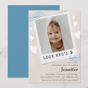Funny Look who's turning 5th birthday invitations