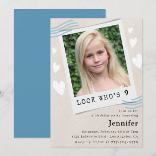 Funny Look who's turning 9th birthday invitations