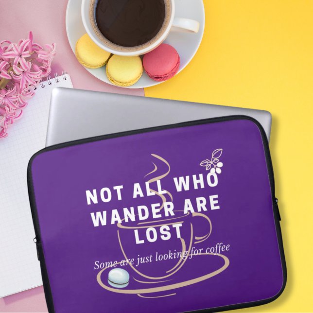 Funny Looking for Coffee Quote Purple Laptop Sleeve (Creator Uploaded)