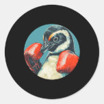 Funny Looking Penguin With Boxing Gloves Costume  Classic Round Sticker