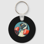Funny Looking Penguin With Boxing Gloves Costume  Keychain