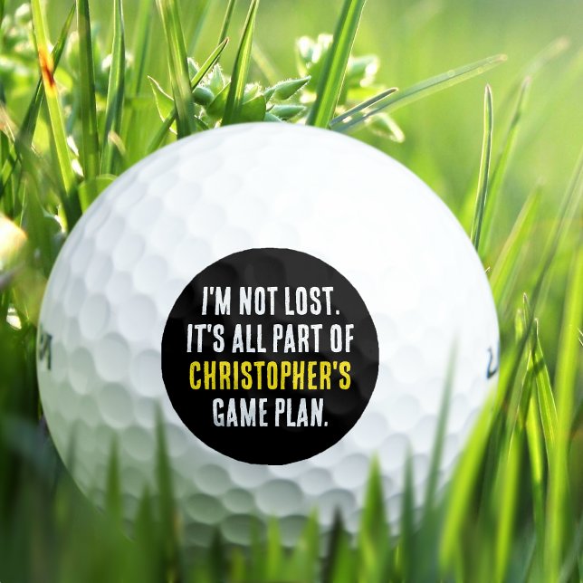 Funny Lost Golf Ball Custom Name Joke Black White (Creator Uploaded)