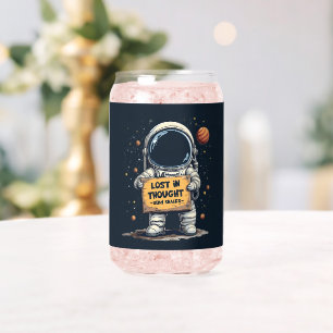 Funny Lost in Thought Astronaut Space Illustration Can Glass