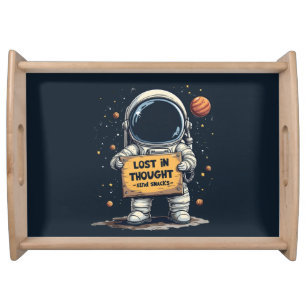 Funny Lost in Thought Astronaut Space Illustration Serving Tray