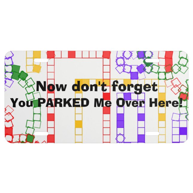 Funny Lost Parked Car Blocks Circles License Plate (Front)