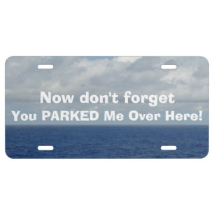 Funny Lost Parked Car Blue Sea Front License Plate