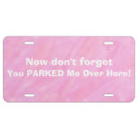 Funny Lost Parked Car Pink Front License Plates at Zazzle