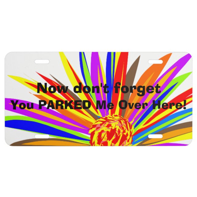 Funny Lost Parked Car Tropical Flower License Plate (Front)