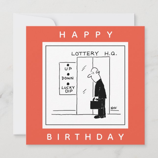Funny Lottery Choice Lift Cartoon Card (Front)