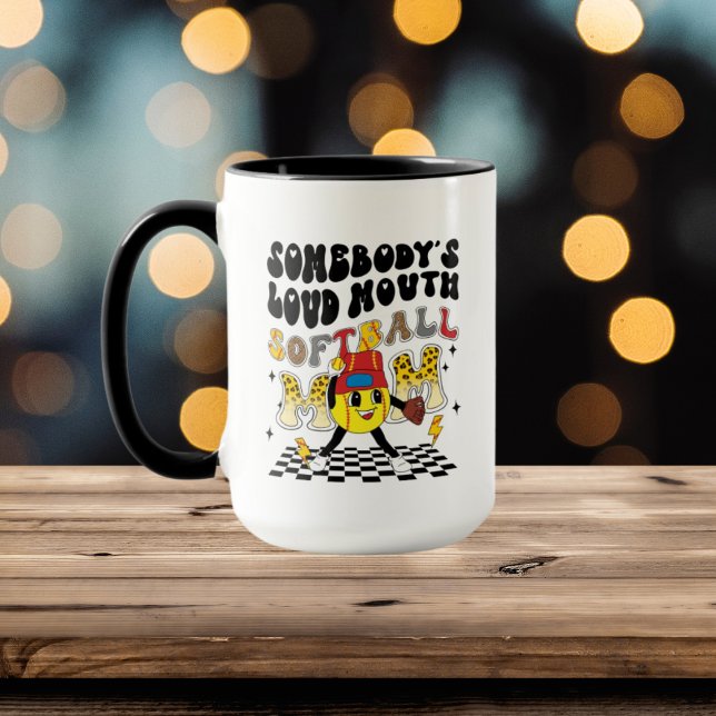 funny loud mouth softball Mom word art  Mug (Creator Uploaded)