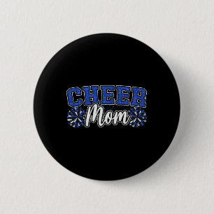 Funny Loud Proud Cheer Mom Mama Cheerleading Blue Button
