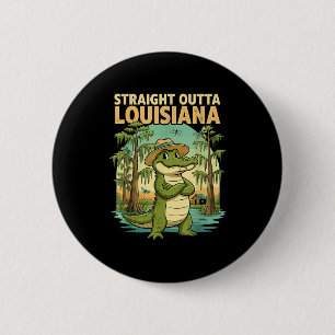 Funny Louisiana Alligator Retro Wildlife Travel Ba Button