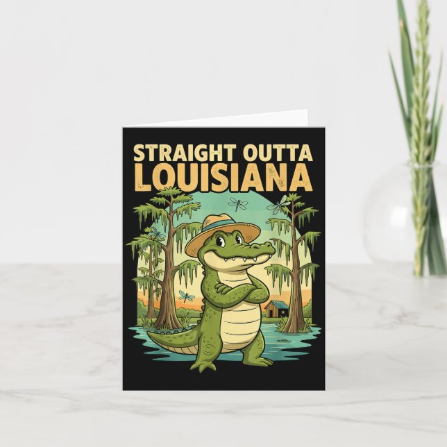 Funny Louisiana Alligator Retro Wildlife Travel Ba Card (Front)