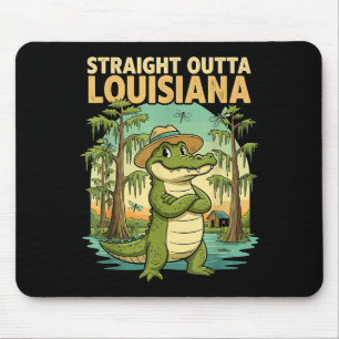 Funny Louisiana Alligator Retro Wildlife Travel Ba Mouse Pad
