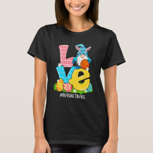 Funny Love Basketball Easter Gnome Egg Hunting Bas T-Shirt