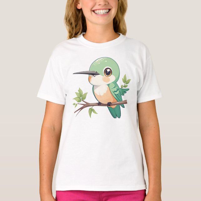 Funny Love Birds Green  T-Shirt (Front)