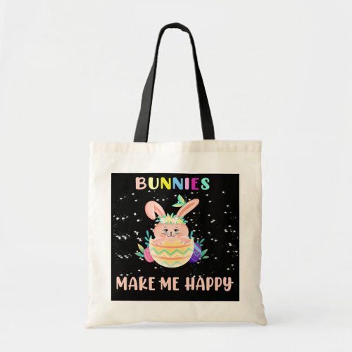 Funny Love Bunnies Make Me Happy Easter Day Egg Tote Bag