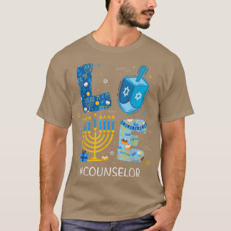 Funny LOVE Counselor Teacher Menorah Jewish Hanukk T-Shirt
