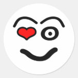 Funny love face classic round sticker