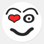 Funny love face classic round sticker