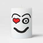 Funny love face pillar candle
