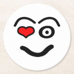 Funny love face round paper coaster