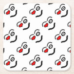 Funny love face square paper coaster