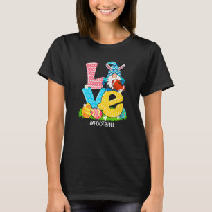 Funny Love Football Easter Gnome Egg Hunting Baske T-Shirt