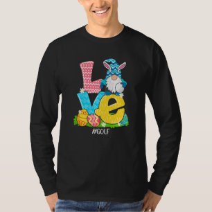 Funny Love Golf Easter Gnome Egg Hunting Basket T-Shirt