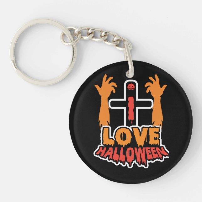 Funny Love Halloween Spooky Zombie Hands Keychain (Front)