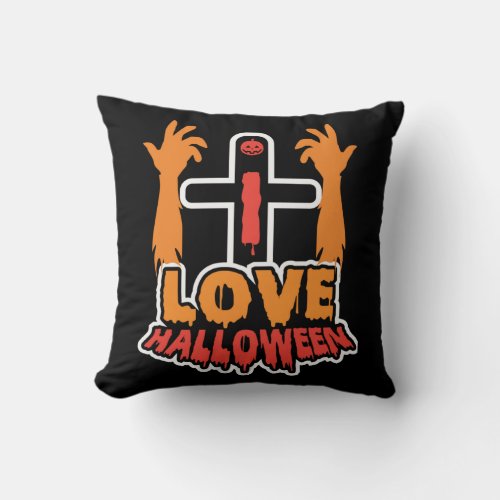 Funny Love Halloween Spooky Zombie Hands Throw Pillow