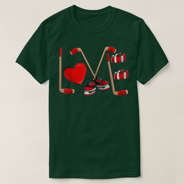 Funny Love Hockey Valentines Day  Toddler Boys Kid T-Shirt (Design Front)