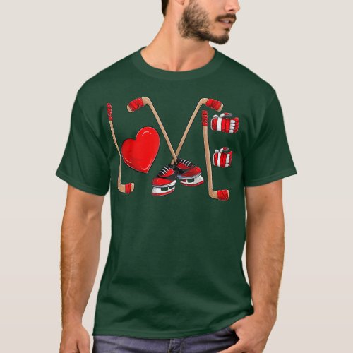 Funny Love Hockey Valentines Day  Toddler Boys Kid T_Shirt