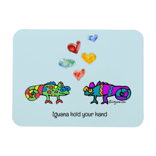 Funny Love Iguanas Cartoon Magnet (Horizontal)