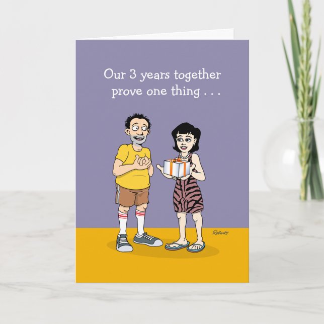 Funny "Love Is" 3rd Wedding Anniversary Card (Front)
