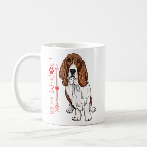 Funny Love Is Basset Hound Dog Cute Dog Paw Print  Coffee Mug