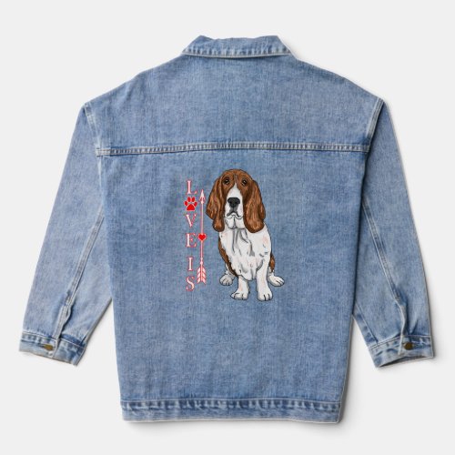 Funny Love Is Basset Hound Dog Cute Dog Paw Print  Denim Jacket