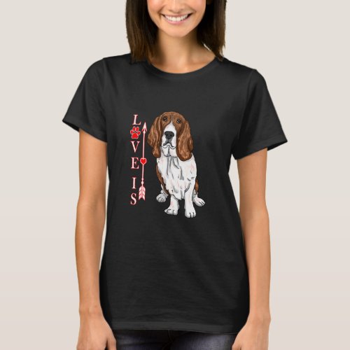 Funny Love Is Basset Hound Dog Cute Dog Paw Print  T_Shirt
