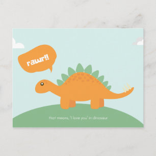 Funny Love Light Blue Dinosaur Postcard