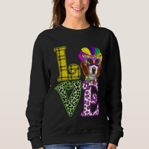 Funny Love Mardi Gras Beagle Dog Dad Dog Mom Sweatshirt