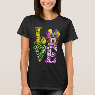 Funny Love Mardi Gras Beagle Dog Dad Dog Mom T-Shirt