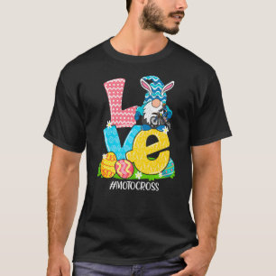 Funny Love Motocross Easter Gnome Egg Hunting Bask T-Shirt