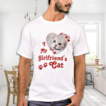 Funny Love My Girlfriend's Cat Custom Heart Photo T-Shirt<br><div class="desc">Who do you really love? Your girlfriend or her cat! Give the perfect gift to your boyfriend this valentines day with this funny cat lover shirt ! A must have for every cat lover, cat mom and cat dad ! A fun twist on I Love My Girlfriend, this shirt quote...</div>