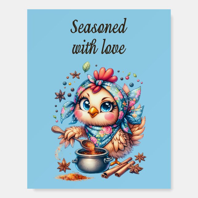 Funny Love Quote Cute Chicken Cooking Kitchen Foam Board (Front)