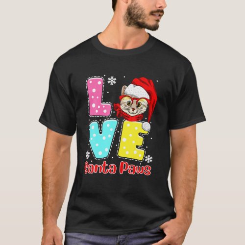 Funny LOVE Santa Paws Christmas Cat Pug Ugly Chris T_Shirt